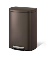 Pattumiera da cucina in metallo Garvee da 13 galloni con coperchio, chiusura ammortizzata, marrone, per cucina e ufficio, maniglia ergonomica, meccanismo a pedale - Marrone