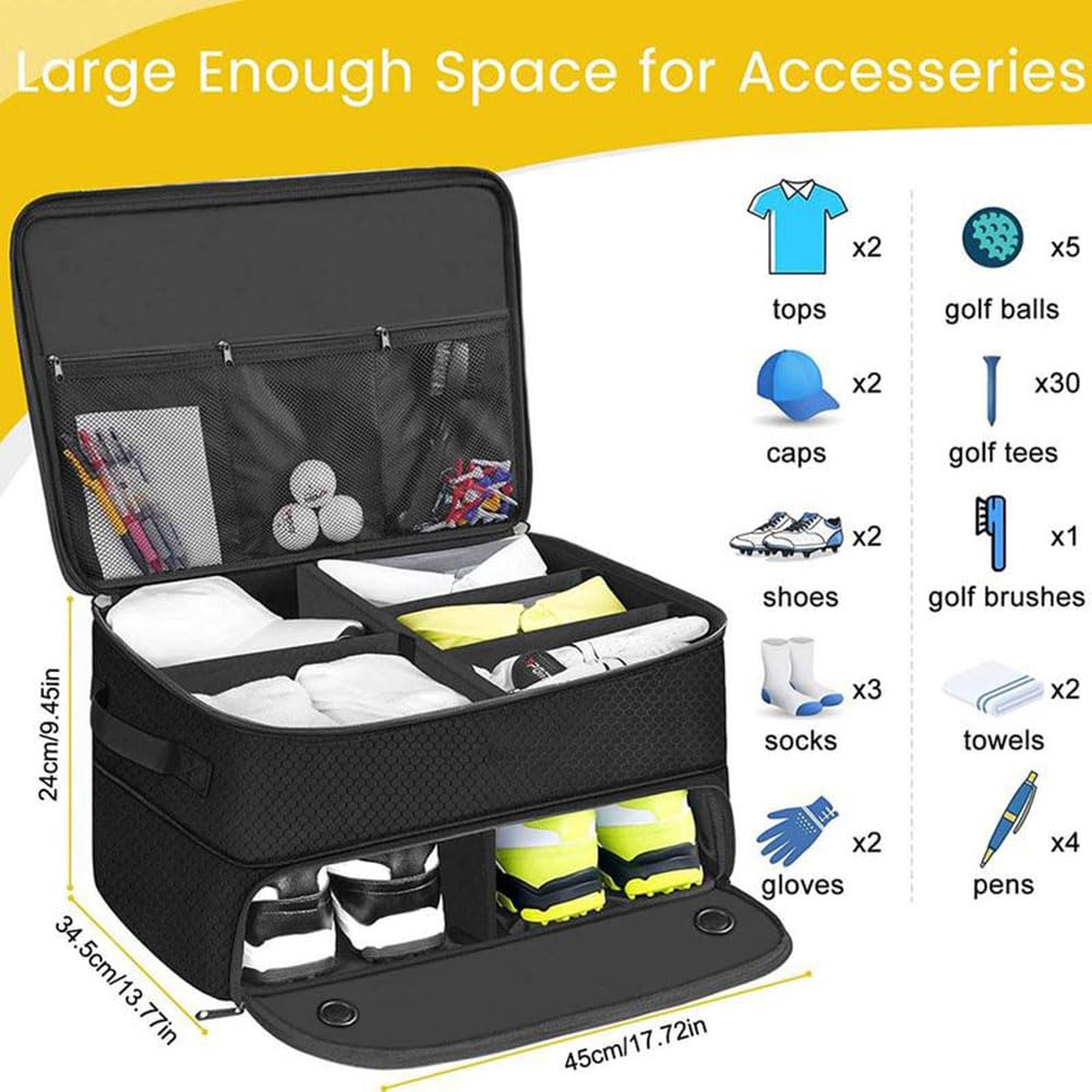 Garvee Organizer Da Golf Per Bagagliaio In Tessuto Oxford 420D, Tasche Regolabili E Ventilate, Nero, Leggero E Resistente, Ideale Per Viaggi E Golf