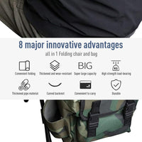 Sedia portatile da zaino Garvee per alpinismo, sedia da pesca pieghevole, capacità di carico 100 kg, tessuto Oxford, campeggio, escursionismo, viaggio