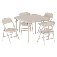 Set tavolo e sedie pieghevoli per bambini Garvee da 5 pezzi, struttura in metallo, similpelle, per sala giochi e campeggio, pieghevole, sicuro, stabile