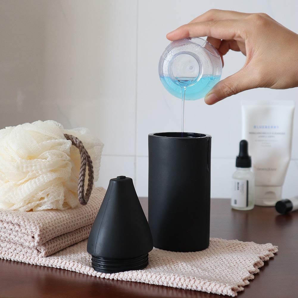 Dispenser di sapone in silicone ricaricabile Garvee, a prova di perdite, per lavelli da cucina, disinfettante per le mani, nero, pratico, durevole