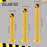 Paletto di sicurezza Garvee da 36 pollici in acciaio, diametro 4.5 pollici, giallo riflettente per controllare il traffico su eventuali parcheggi