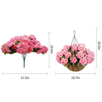 Set di fiori di geranio artificiali Garvee, 12 pezzi, resistenti alle intemperie, rosa, da appendere, per giardino e patio, cestino marrone