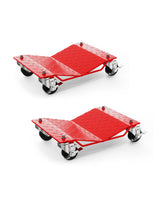 Set Carrello per Ruote Auto Garvee 2 Pezzi 3000 LBS - Ideale per la Festa del Papà, Piattaforma V-Spessa, Acciaio Resistente, Maniglia Nascosta, Ruote 360° per Auto e Moto - Rosso