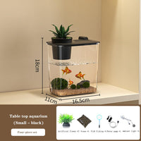 Kit di avviamento per mini acquario Garvee in acrilico con pompa e luce LED, trasparente, per gamberetti e piccoli pesci, decorazione da tavolo