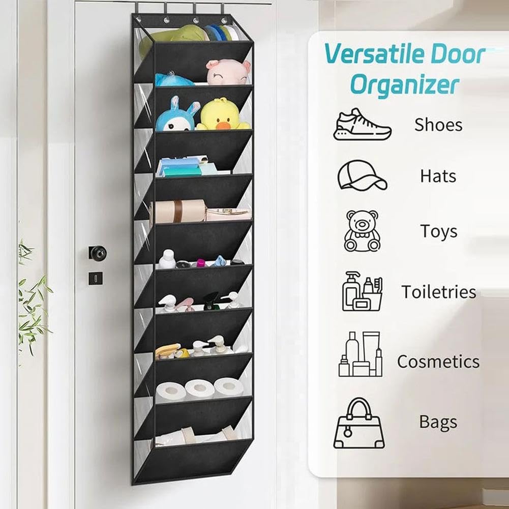 Garvee Organizer Scarpe 10 Livelli con 4 Ganci in Metallo per Porte Standard, 20 Paia, PVC Trasparente, Armadi e Garage, 16,5"x9,8"x71"