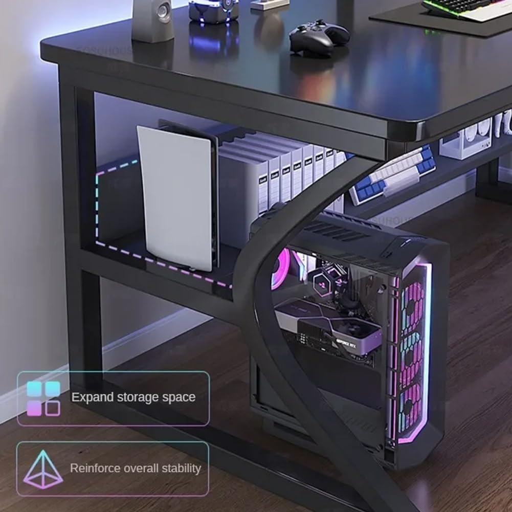 Scrivania per computer piccola Garvee da 31" con gancio per cuffie per ufficio domestico e camera da letto, robusta e durevole, compatta, in legno e acciaio di alta qualità