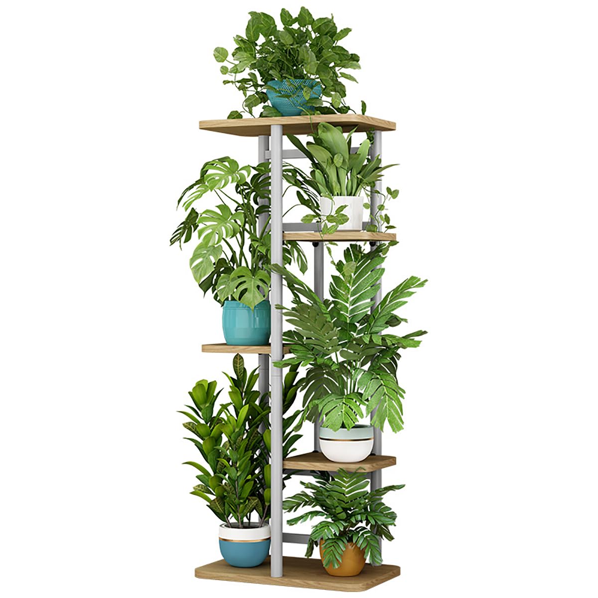 Supporto per piante in metallo Garvee, mensola angolare a 6 ripiani per uso interno ed esterno, soggiorno e giardino, salvaspazio, stabile, versatile, nero