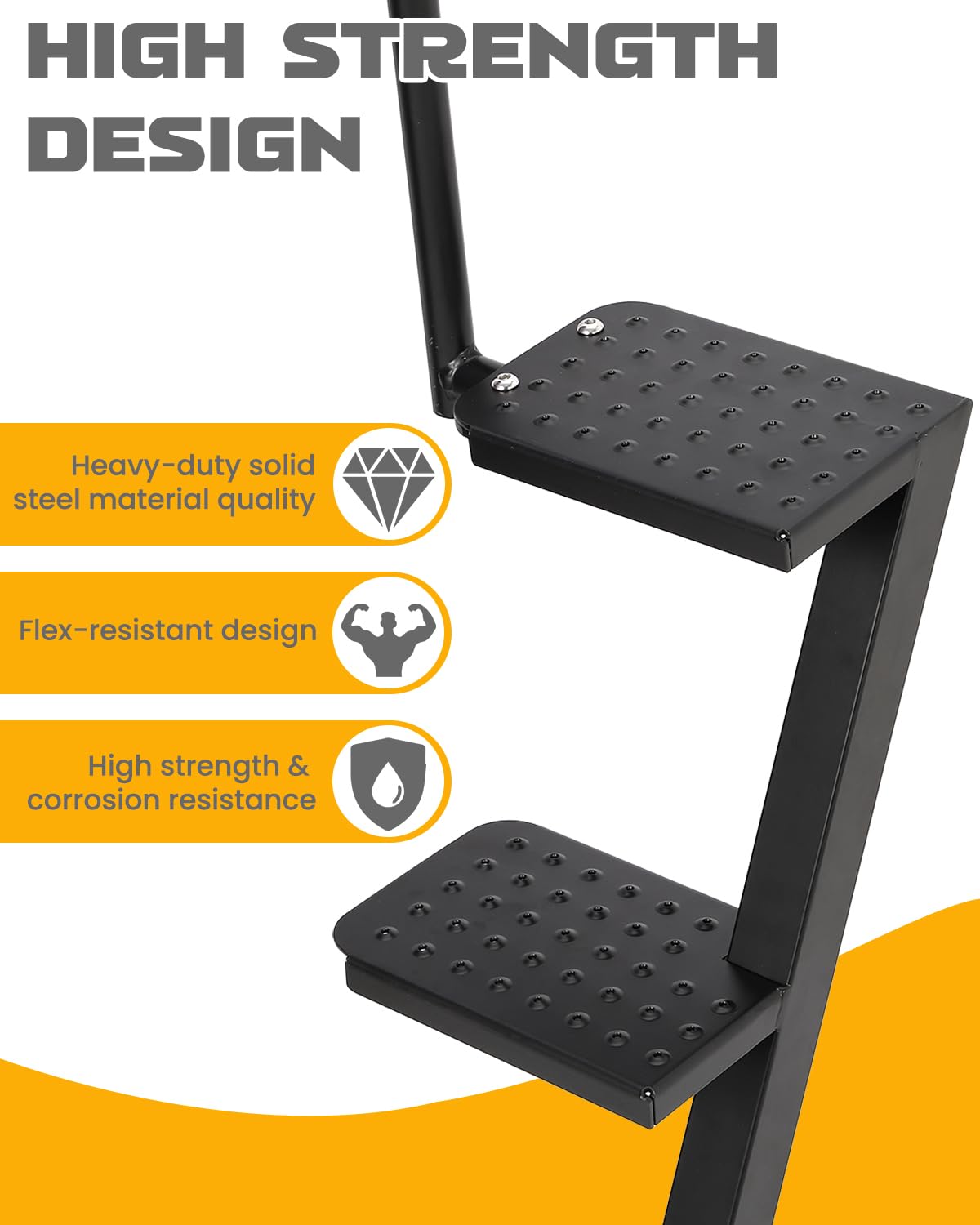 Gradini per rimorchio per barche Garvee con corrimano, 3 gradini, antiscivolo, in acciaio, regolabili, capacità di carico di 400 libbre, per timone di traino, per esterni