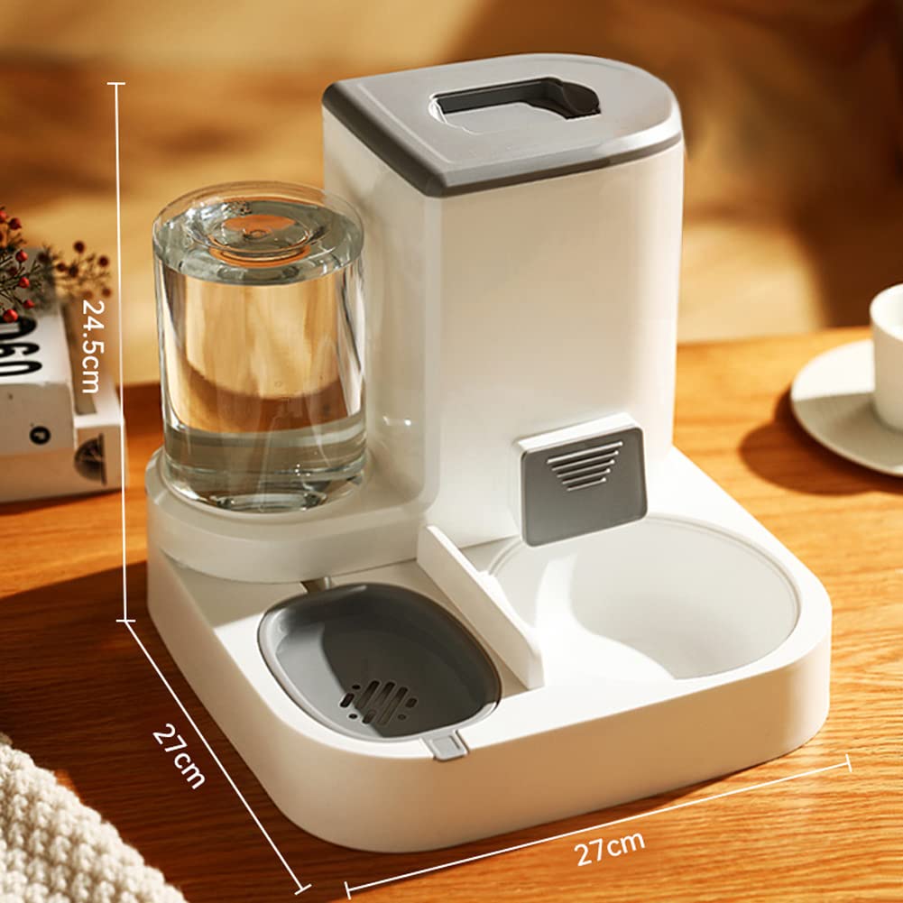 Garvee Distributore automatico di cibo e acqua 2 in 1 per cani e gatti, 2,2 l, grigio, accessorio da viaggio