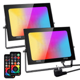 Proiettori LED RGB Garvee da 40 W, confezione da 2 proiettori LED per esterni, 10 modalità, impermeabili IP66, 256 colori, bianco caldo 3000 K, illuminazione da giardino