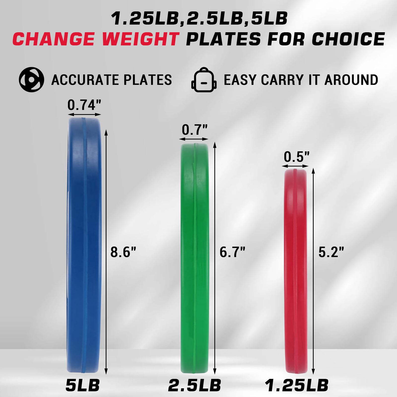 Dischi paraurti Garvee, pesi in gomma, foro da 2", 1,25-300 libbre, anelli in acciaio ammortizzanti, pesi colorati per allenamento della forza, fitness a casa