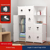 Armadio Garvee composto da 10 cubi con ante e asta appendiabiti per camera da letto 75x47x111cm in plastica nera