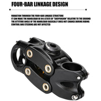 Garvee 7° 45mm Regolabile Ammortizzato Attacco Manubrio MTB BMX, Struttura 4-Link, Molla Variabile, Assorbimento Urti, Comfort Spalla, Nero