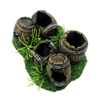 Garvee Ornamenti per acquari a forma di botte di vino, nascondiglio per pesci in resina, grotta per acquari, gamberetti, per riposare e giocare, colore naturale