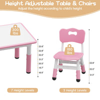 Tavolo per bambini Garvee e set di 6 sedie con contenitore, altezza regolabile, piano del tavolo con graffiti, gambe antiscivolo, tavolo da attività per casa e asilo
