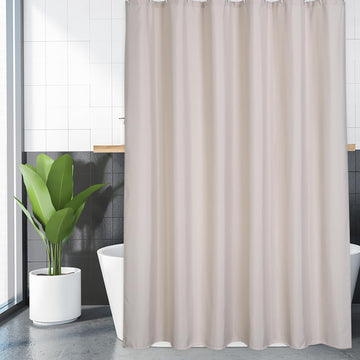 Tenda da doccia Garvee, 100% lino, poliestere, impermeabile, tessuto pesante, ganci rustici, beige, 48"x72" (112x182 cm), hotel di lusso