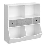 Garvee Libreria e Scaffale Giocattoli Bambini 3 Livelli 7 Scomparti 3 Cassetti MDF Robusto Antiribaltamento per Cameretta Sala Giochi 93x39x93 cm Colorato