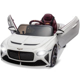 Garvee Auto Elettrica per Bambini Bentley 12V con Porte a Cassetto, Luci LED, Musica, Telecomando, Sospensioni, 3 Velocità, Sicura e Divertente, 3+ Anni, Nero - White