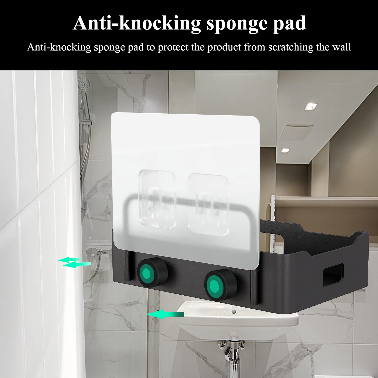 Portasapone da parete Garvee con gancio, acciaio inossidabile, impermeabile, antiruggine, per bagno e cucina, 12,5x8,5x3 cm, nero