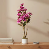 Garvee Albero Artificiale Magnolia 95cm Con 12 Fiori Realistici, Vaso Bianco Stabile, Decorazione Interni Soggiorno Ufficio Camera, Poliestere E PEVA - Rosa