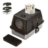 Lettiera per gatti Garvee in acciaio inox con coperchio, grande apertura superiore, antiscivolo per cani e gatti, 23.6" L x 15.75" P x 17.3" A - Nero