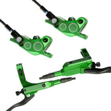 Set freni e disco idraulici Garvee MTB in lega di alluminio a 4 pistoncini per mountain bike e bici elettrica, anteriore 800 mm, posteriore 1450 mm - Come mostrato