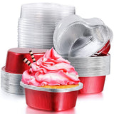 Pirottini Cuore Rosso Alluminio Garvee 50 pz 100ml - Perfetti per Cupcake, Picnic e Matrimoni