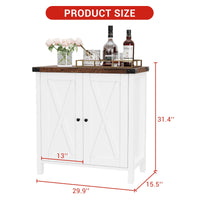 Credenza buffet da cucina Garvee con ante, ripiano regolabile, stile country, per cucina, soggiorno, sala da pranzo, bianca