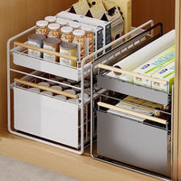 GARVEE Armadio estraibile a 2 ripiani, 39x28x40 cm, bianco con maniglia in legno