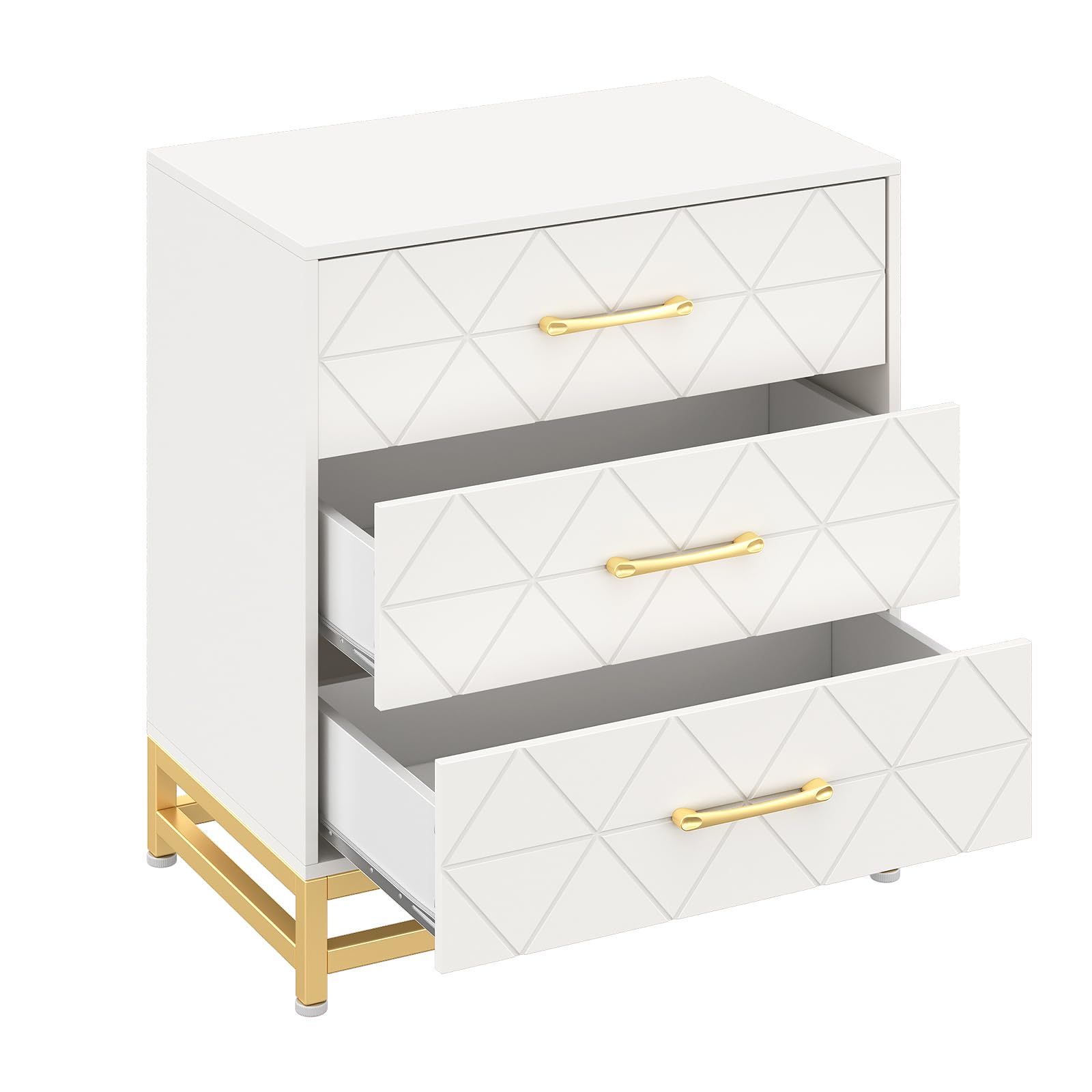 Cassettiera in legno Garvee per camera da letto, 3 cassetti, MDF, bianca, moderna, antipolvere, robusta, compatta, per corridoio o soggiorno
