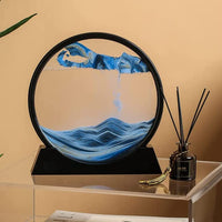 Clessidra artistica in movimento GARVEE 3D con paesaggio naturale da 7 pollici, blu, per soggiorno e ufficio