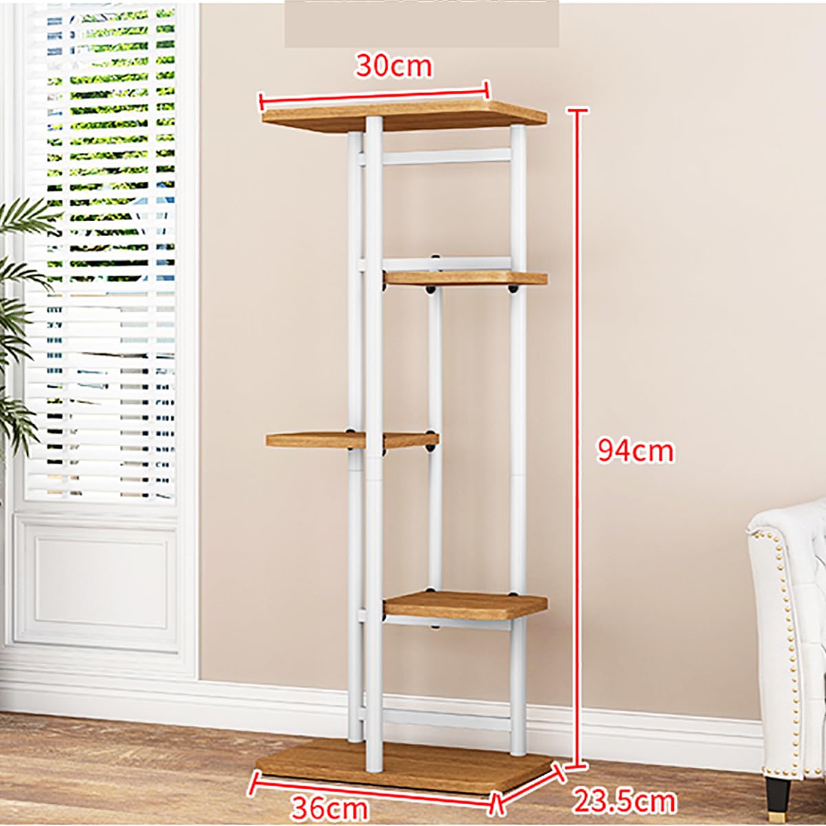 Garvee Portavasi in legno e metallo per uso interno ed esterno, portafiori angolare a più livelli per balcone, giardino, soggiorno, robusto, salvaspazio, marrone