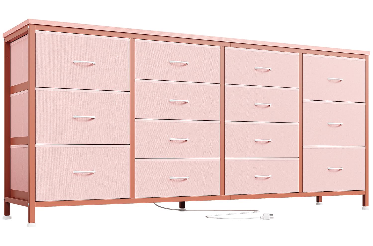 Mobile TV Garvee da 63" per TV da 65-75", 14 cassetti, piano in tessuto e legno, protezione antiribaltamento, camera da letto e soggiorno, resistente e sicuro