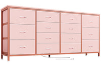 Mobile TV Garvee da 63" per TV da 65-75", 14 cassetti, piano in tessuto e legno, protezione antiribaltamento, camera da letto e soggiorno, resistente e sicuro