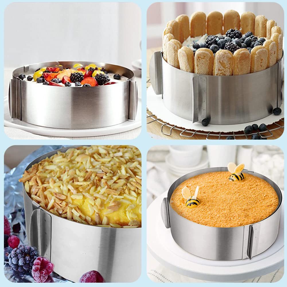 Garvee Stampo Regolabile Telescopico per Mousse in Acciaio Inossidabile 430, 2.4-12 Pollici, Altezza Regolabile, Antiruggine per Pasticcerie e Cucina Domestica
