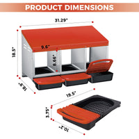Nido per polli Garvee a 3 fori, in metallo, antiruggine, vassoio rimovibile, per fattoria e giardino, facile da pulire