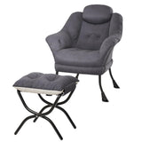 Sedia girevole Garvee con poggiapiedi, ergonomica, in velluto, pieghevole, grigia, per soggiorno e camera da letto, salvaspazio - blu