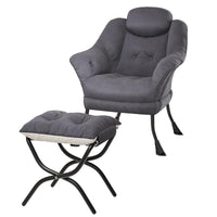Sedia girevole Garvee con poggiapiedi, ergonomica, in velluto, pieghevole, grigia, per soggiorno e camera da letto, salvaspazio