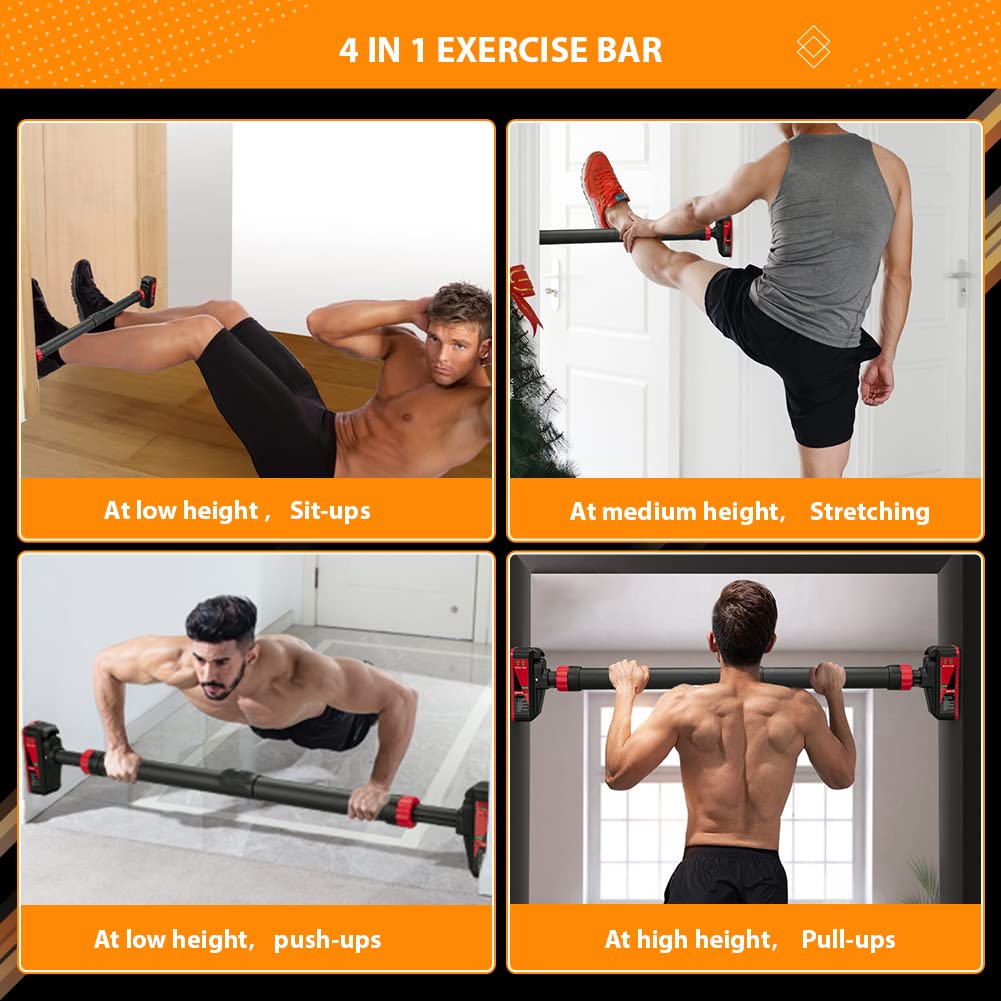 Barra Trazioni Garvee per Telai Porte Regolabile 27,2"-36,2" Acciaio Antiscivolo - Ideale Regalo Festa del Papà, 440 lb