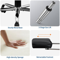 Sedia da ufficio Garvee in similpelle ergonomica regolabile con poggiapiedi, struttura in metallo, girevole a 360° per casa, ufficio, gaming, nera