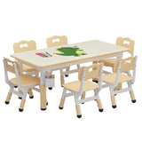 Garvee Set Tavolo e 6 Sedie per Bambini Regolabile in Altezza, Desktop Graffiti Cancellabile, Casa e Asilo, Multicolore - 