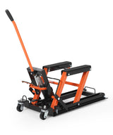 Garvee Sollevatore Idraulico per Moto 1500Lb, Altezza Regolabile 11.5-39 cm, Piattaforma Antiscivolo, Ruote Girevoli, Per Garage e Off-Road, Nero - Orange