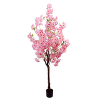 Albero di ciliegio artificiale Garvee da 1,7 m con doppio palo, plastica, rami regolabili, vaso per decorazioni domestiche e per feste, realistico, rosa
