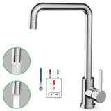 Rubinetto da Cucina Garvee a Bassa Pressione in Acciaio Inox 304 con Valvola in Ceramica, Tubo PEX, Rotazione 360° per Boiler Domestici, 3 Attacchi, 2 Modalità di Getto - Cromo