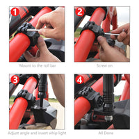 Supporto per bandiera Garvee UTV regolabile a 360° per stabilizzatori UTV da 1,75-2 pollici, montaggio a pavimento in alluminio nero