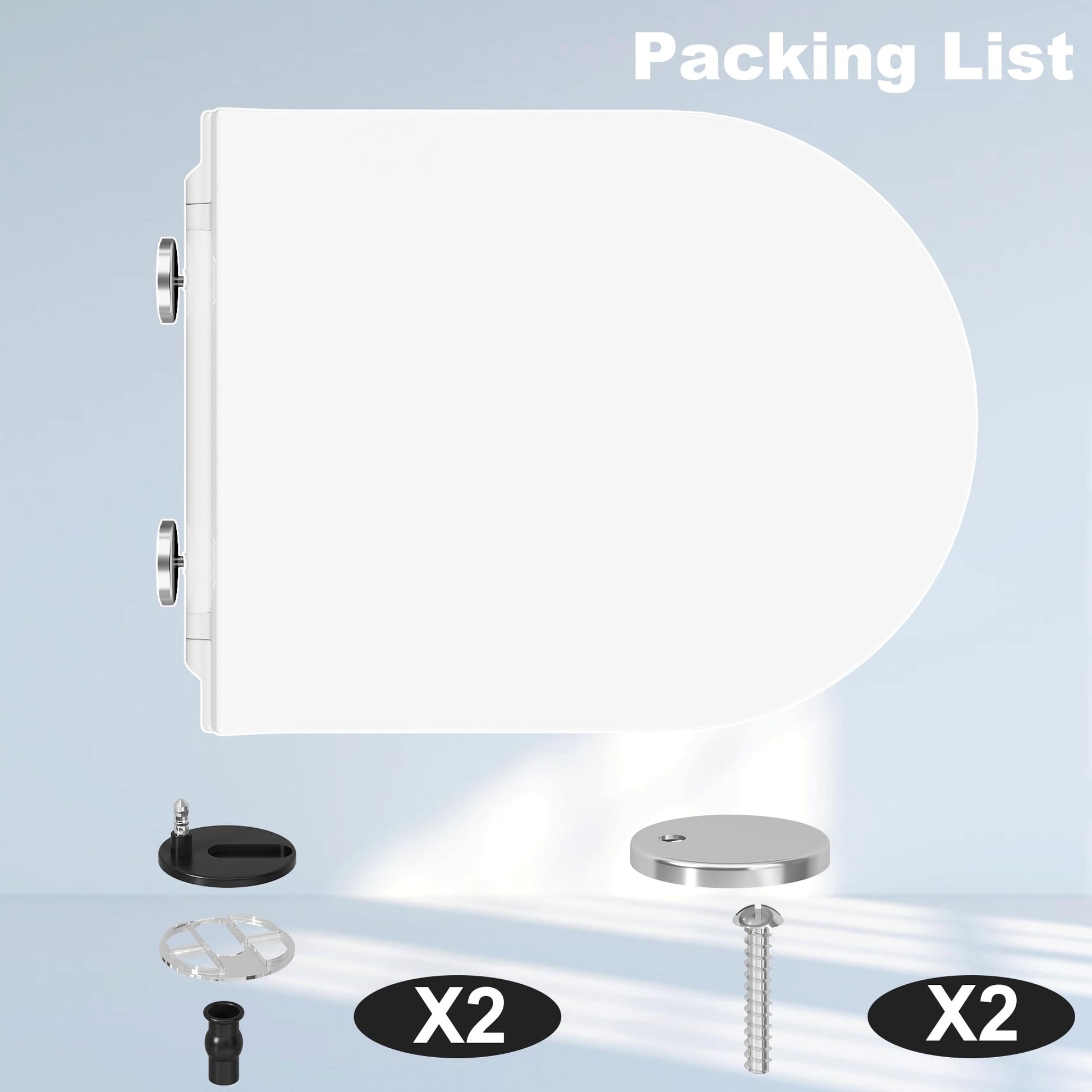 Sedile WC Garvee con meccanismo di abbassamento automatico, sedile WC con funzione di sgancio rapido e cerniere regolabili, sedile WC in UF-Duroplast, forma a D, bianco