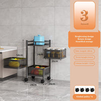 Carrello da cucina Garvee a 3 ripiani in metallo nero, 63x28x28 cm, per organizzare lo spazio in soggiorno, in ufficio e in magazzino, con design robusto.