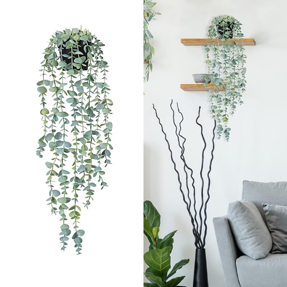 Garvee Set 3 Piante Artificiali Appese 60-80 cm UV-Resistenti Facili da Curare in Plastica Realistiche per Balcone Festa Matrimonio