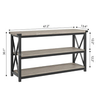 Tavolo consolle lungo industriale Garvee da 47" a 3 livelli con spazio di archiviazione per corridoio e soggiorno, marrone rustico